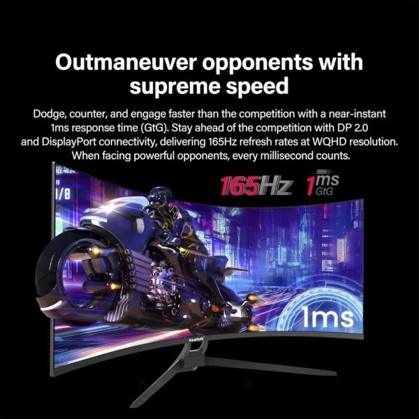 34 Inch Ultrawide Curved Gaming Monitor. 1500R PC Screen 165hz UWQHD 3440x1440. Curved Computer Screen with FreeSync.Support Wallmount 75x75mm：圖片 6