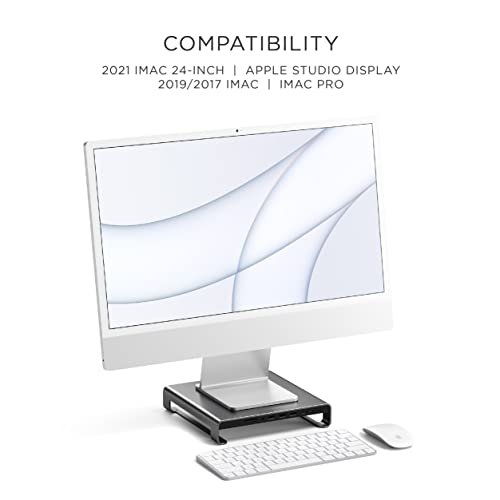 Satechi Type-C鋁制顯示器支架集線器,帶USB-C數據。 USB 3.0。 Micro/ SD卡插槽和3.5mm耳機插孔-適用於iMac M1。 iMac。 iMac Pro(太空灰):圖片 4