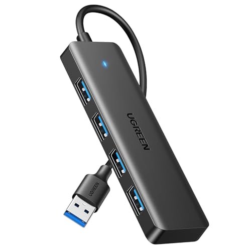 UGREEN USB集線器。 4埠A型超薄USB 3.0滑鼠擴展器。 鍵盤。 閃存驅動器。 U盤。 打印機與筆記型電腦相容。 臺式電腦Xbox。 PS5。 汽車系統。 及更多(15cm)