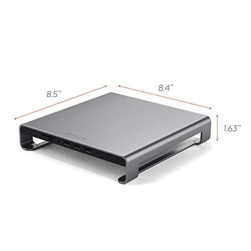 Satechi Type-C鋁制顯示器支架集線器,帶USB-C數據。 USB 3.0。 Micro/ SD卡插槽和3.5mm耳機插孔-適用於iMac M1。 iMac。 iMac Pro(太空灰):圖片 6