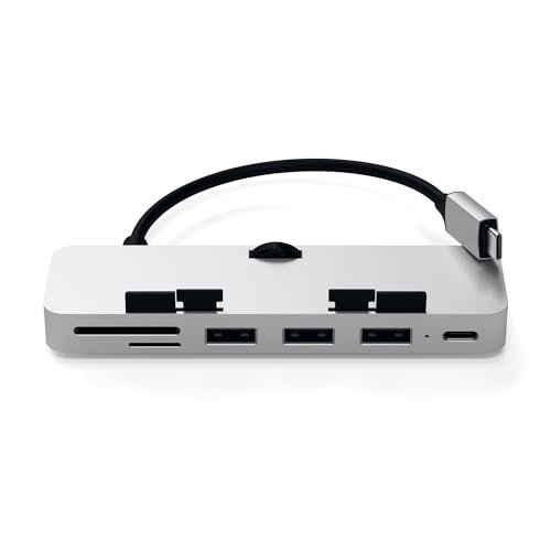 賽馳鋁Type-C夾式集線器Pro,帶USB-C數據埠。USB-A 3.0數據。 Micro/SD讀卡器-相容2020/2019/2017 iMac和iMac Pro。 不適合2021年款iMac(銀色)