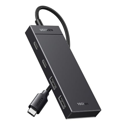 UGREEN 10Gbps USB C集線器。 4合1 USB 3.2分配器,帶2個C&A型埠,適用於PC筆記型電腦。 MacBook Air。 iPad。 iPhone 16/15 Pro最大表面。 更多(0.3M)