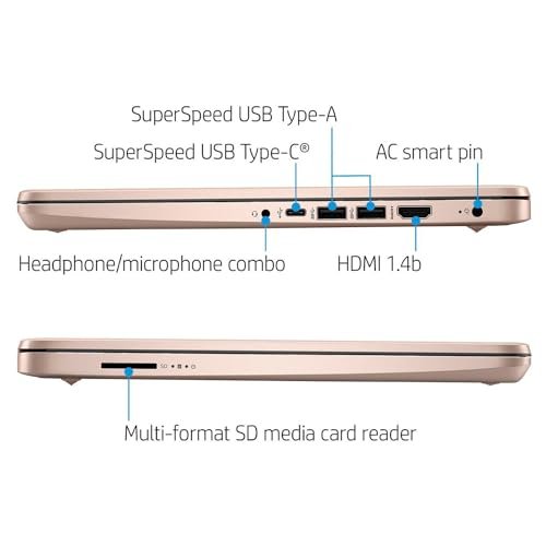 HP Essential Laptop. 14 HD Display. Intel Celeron N4120. 16GB RAM. 64GB eMMC. Webcam. HDMI. Wi-Fi. RJ-45. 1 Year Office 365. Windows 11 Home. Rose Gold:圖片 3