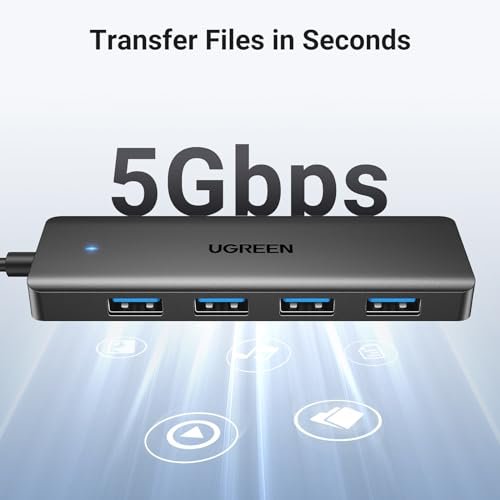 UGREEN USB集線器。 4埠A型超薄USB 3.0滑鼠擴展器。 鍵盤。 閃存驅動器。 U盤。 打印機與筆記型電腦相容。 臺式電腦Xbox。 PS5。 汽車系統。 及更多(15cm):圖片 3