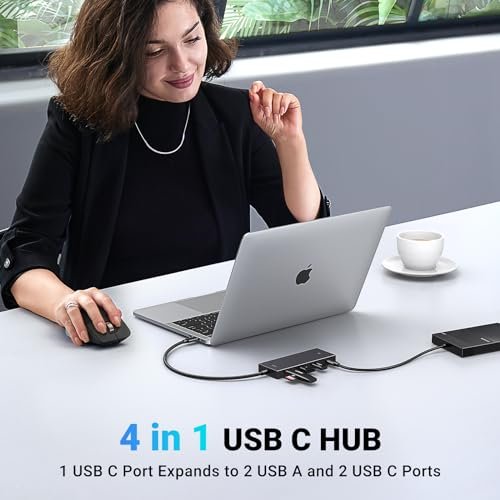UGREEN 10Gbps USB C集線器。 4合1 USB 3.2分配器,帶2個C&A型埠,適用於PC筆記型電腦。 MacBook Air。 iPad。 iPhone 16/15 Pro最大表面。 更多(0.3M):圖片 3