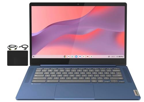 聯想最新旗艦Chromebook。 14英寸全高清觸控式螢幕超薄筆記型電腦。 8核聯發科Kompanio 520處理器。 4GB記憶體。64GB eMMC。 WiFi 6.Chrome作業系統+HubxcelAccetory。 深淵藍