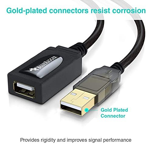 BlueRigger USB延長線(32FT/10M。長有源USB2.0延長線。公轉母中繼器。資料傳輸線)-適用於遊戲機。 打印機。 相機。 鍵盤。 硬碟機:圖片 5