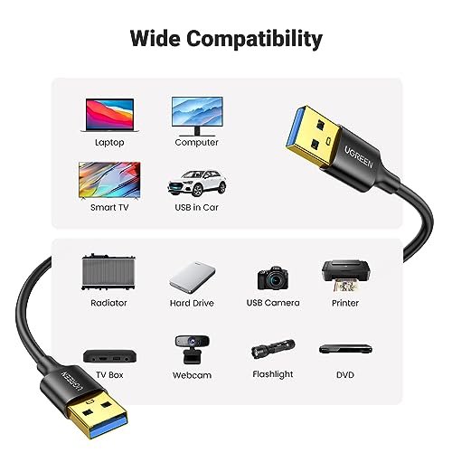 UGREEN USB到USB電纜。 A型公對公資料傳輸線,與硬碟相容。 筆記型電腦。 DVD播放機。 電視。Hub。 監視器。 相機。 機上盒及更多1M:圖片 3