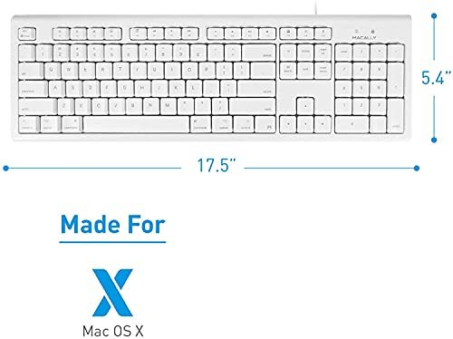適用於Mac Mini/Pro的Macally全尺寸USB有線鍵盤。 iMac臺式電腦。 MacBook Pro/Air桌上型電腦,帶16個相容的蘋果鍵盤和數位鍵盤。 橡膠圓頂鍵帽-防濺:圖片 5