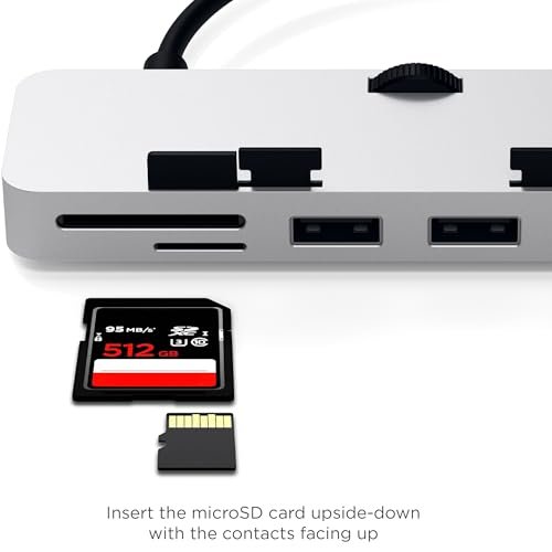 賽馳鋁Type-C夾式集線器Pro,帶USB-C數據埠。USB-A 3.0數據。 Micro/SD讀卡器-相容2020/2019/2017 iMac和iMac Pro。 不適合2021年款iMac(銀色):圖片 2