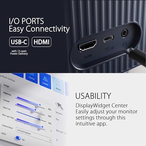 華碩VU249CFE(燕麥牛奶)護眼遊戲顯示器–4 FHD。 IPS。 100赫茲。 IPS。 自我調整同步。 15W PD USB Type-C埠。顯示小部件中心。 有四種顏色可供選擇。 EyeCare Plus科技:圖片 4