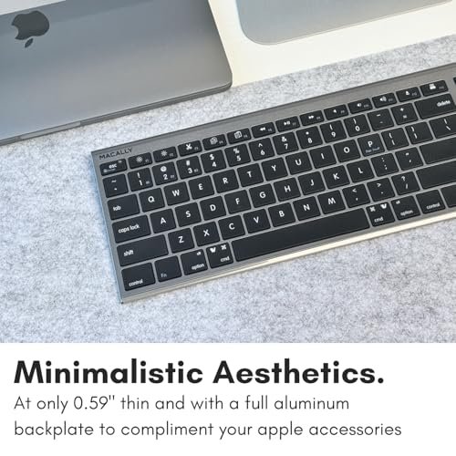 適用於Mac的Macally無線藍牙鍵盤-相容蘋果鍵盤或MacBook Pro/Air。 iMac-多設備。 最多3臺設備,配備110個按鍵。 20個快捷方式。 數位鍵盤。 可充電:圖片 6