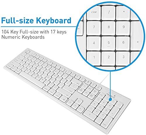 適用於Mac Mini/Pro的Macally全尺寸USB有線鍵盤。 iMac臺式電腦。 MacBook Pro/Air桌上型電腦,帶16個相容的蘋果鍵盤和數位鍵盤。 橡膠圓頂鍵帽-防濺:圖片 3