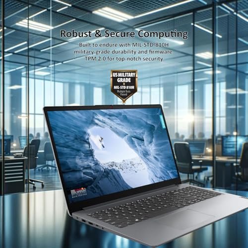 聯想2024 IdeaPad 1 Gen 7筆記型電腦。 15.6 FHD觸控式螢幕。 英特爾酷睿i3-1215U。 24GB記憶體。1TB固態硬碟。 SD卡讀卡器。 高清多媒體介面(High Definition Multimedia Interface) 網絡監視器。 Wi-Fi 6。 Windows 11主頁。 灰色:圖片 2