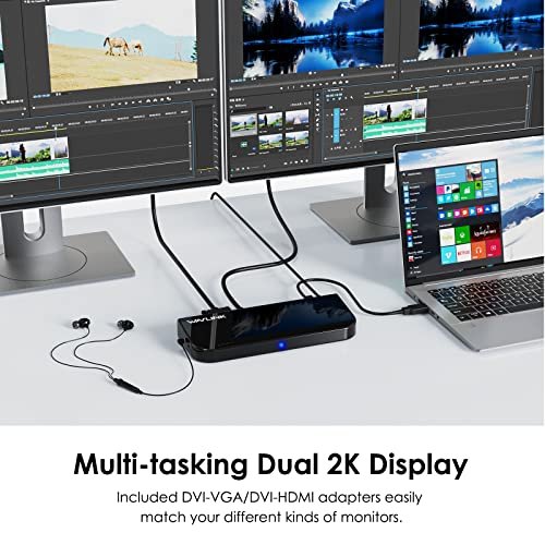 WAVLINK USB 3.0通用筆記型電腦擴展塢雙顯示器,帶HDMI和DVI/VGA,帶千兆乙太網。 6個USB埠。 筆記型電腦音訊。 超極本和PC。更高效的家庭辦公室:圖片 5