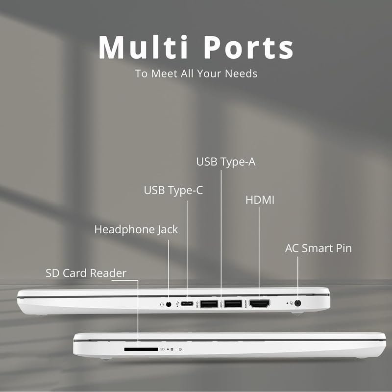 適用於學生業務的HP 2024 14筆記型電腦輕薄筆記本。 四核英特爾N4120。 4GB記憶體。128GB(64GB eMMC+64GB存儲卡)。 一年Office 365。 網絡監視器。 WiFi。 Windows 11S。 Hubxcel白色配件:圖片 6