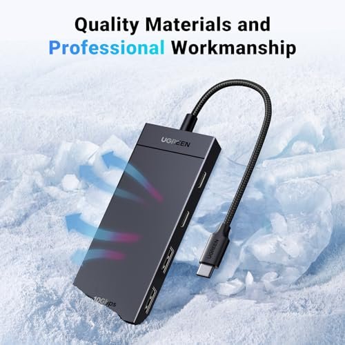 UGREEN 10Gbps USB C集線器。 4合1 USB 3.2分配器,帶2個C&A型埠,適用於PC筆記型電腦。 MacBook Air。 iPad。 iPhone 16/15 Pro最大表面。 更多(0.3M):圖片 6