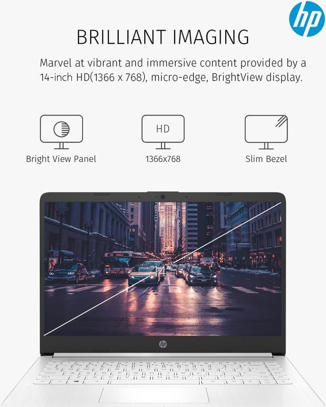 適用於學生業務的HP 2024 14筆記型電腦輕薄筆記本。 四核英特爾N4120。 4GB記憶體。128GB(64GB eMMC+64GB存儲卡)。 一年Office 365。 網絡監視器。 WiFi。 Windows 11S。 Hubxcel白色配件:圖片 5