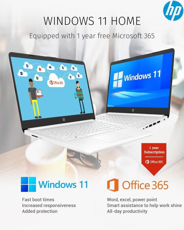 適用於學生業務的HP 2024 14筆記型電腦輕薄筆記本。 四核英特爾N4120。 4GB記憶體。128GB(64GB eMMC+64GB存儲卡)。 一年Office 365。 網絡監視器。 WiFi。 Windows 11S。 Hubxcel白色配件:圖片 4