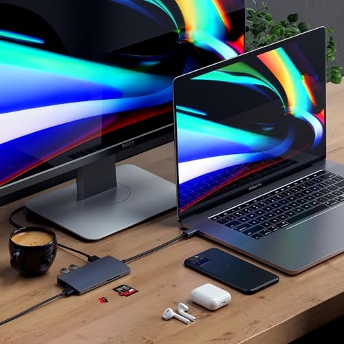 SATECHI USB C集線器8合1多埠轉接器V2,帶4K HDMI。 60W PD充電。 3 USB-A以太網。 Micro/SD讀卡器。 MacBook。 Windows和USB Type-C設備-太空灰:圖片 6